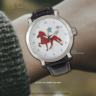 Islands Horse Red Silhouette med stjärnor Armbandsur