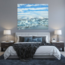 Islands isberg-lagun och snöiga berg Arktis