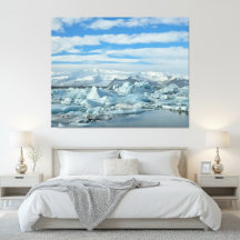 Islands isberg-lagun och snöiga berg Arktis