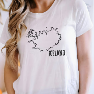 Islands landkarta Isländska nationella gränslinje T Shirt