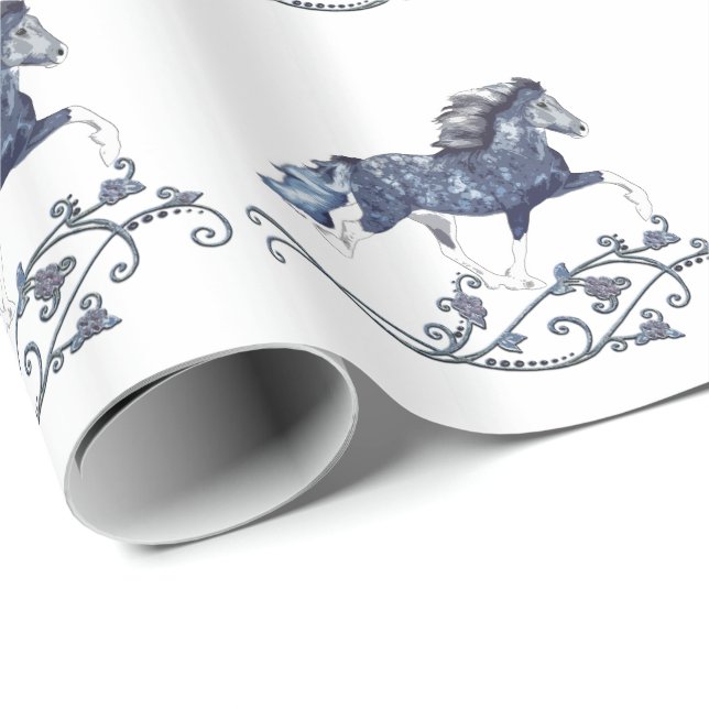 Islands Mare Blámóða Presentpapper (Rullad Hörn)