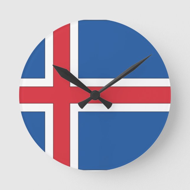 Islands nationalflagga rund klocka (Framsida)