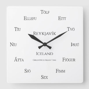 Islands Numbers Anpassningsbar City Land Time Zon Fyrkantig Klocka