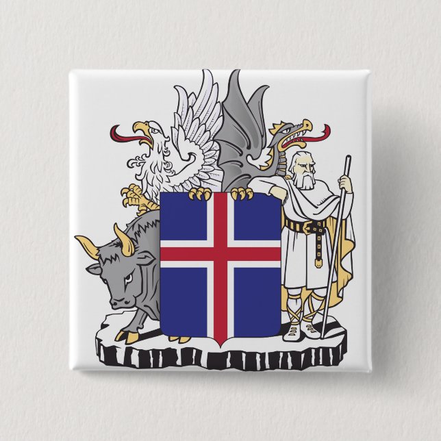 Islands statsvapen Myttiska väktare Konst Knapp (Framsida)