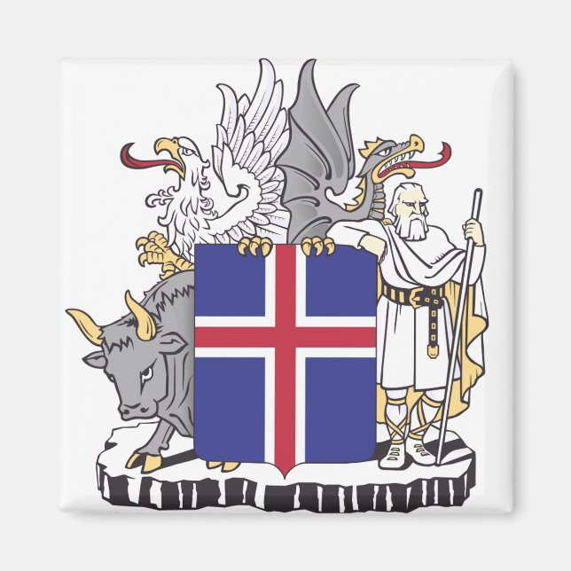 Islands statsvapen Myttiska väktare Konst Magnet (Framsidan)