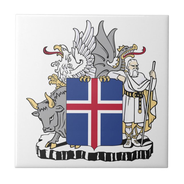 Islands statsvapen symbol emblem flagga kakelplatta (Framsidan)