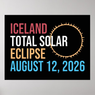 Islands totala solförmörkelse 12 augusti 2026 Mugg Poster