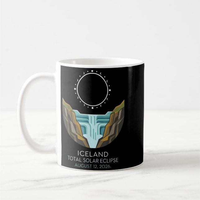 Islands totala solförmörkelse 2026 Celestial Event Kaffemugg (Vänster)