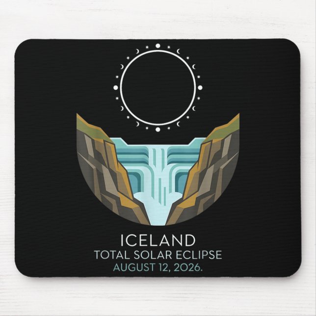 Islands totala solförmörkelse 2026 Celestial Event Musmatta (Framsidan)