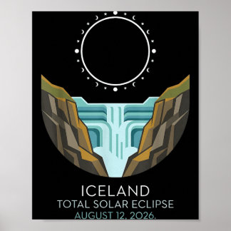 Islands totala solförmörkelse 2026 Celestial Event Poster