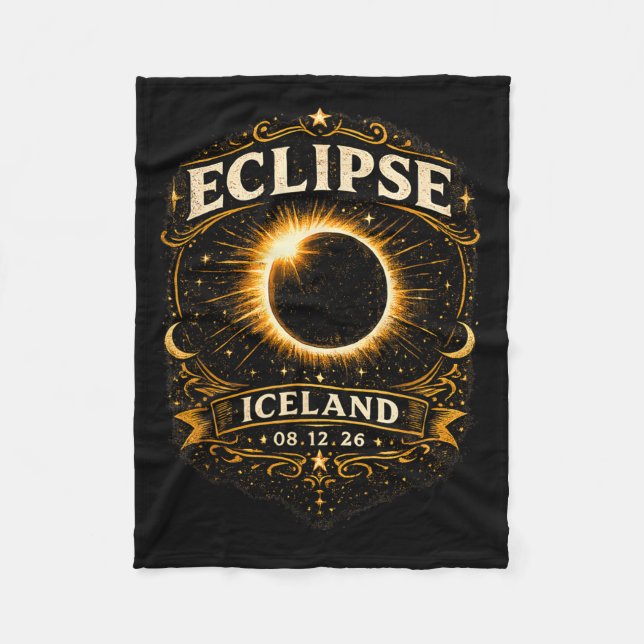 Islands totala solförmörkelse 2026 Celestial förmö Fleecefilt (Framsidan)