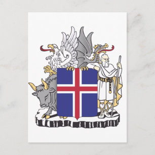 Islands vapen mytiska väktare konst helg vykort