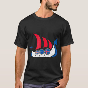 Islands Viking Frakt T Shirt Island Flagga Dragon
