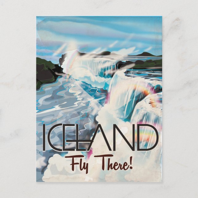 Islands vintage resemålsaffisch vykort (Framsida)