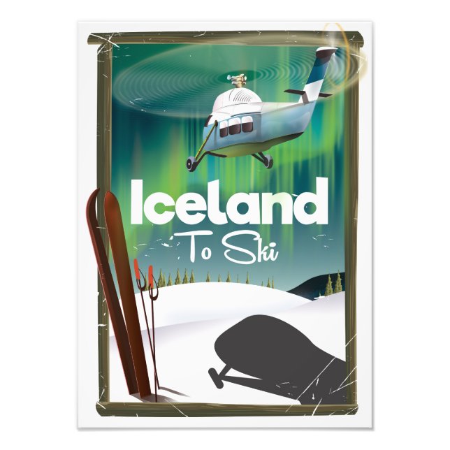 Islands vintage skidposter fototryck (Framsidan)
