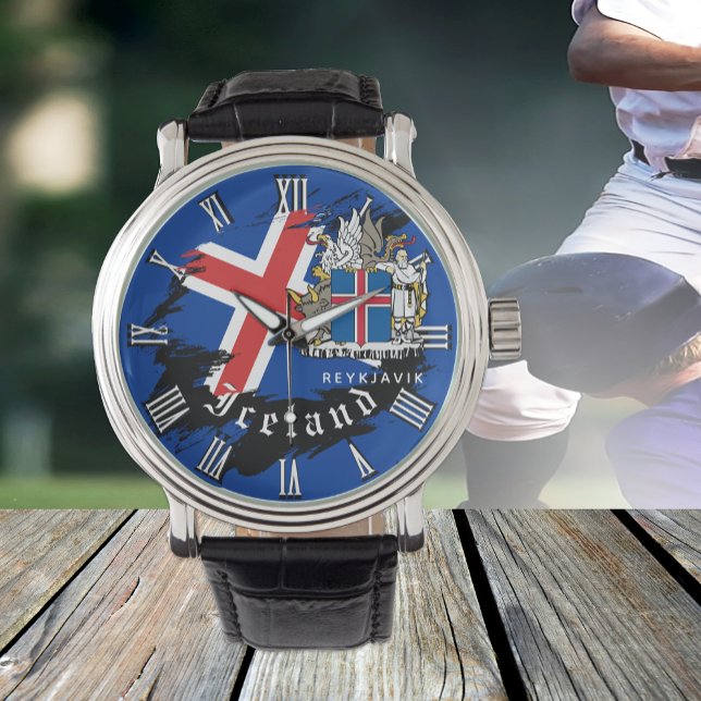 Islandshorloge, modern isländsk flagga armbandsur (Skapare uppladdad)