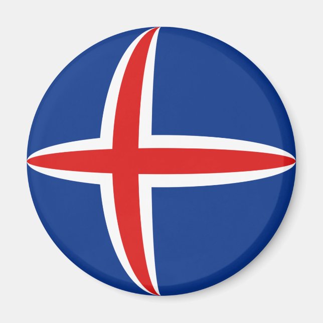 Isländsk Fisheye Flagga Magnet (Framsidan)
