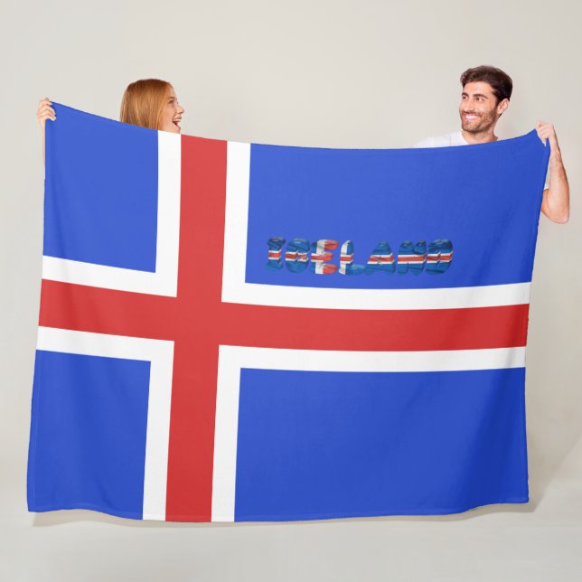 Isländsk flagga fleecefilt (På plats)