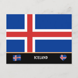 Isländsk flagga & Island land resa / Island Vykort