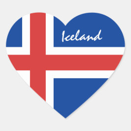 Isländsk flagga & Islands semester/idrottsfans Hjärtformat Klistermärke