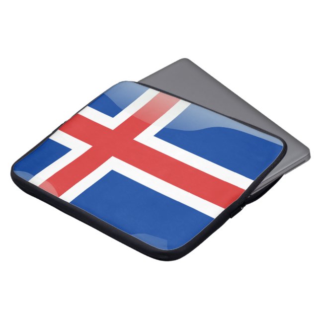 Isländsk glansig flagga laptop fodral (Framsida topp)