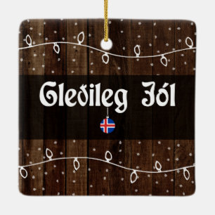 Isländsk god jul, Gleðileg jól Julgransprydnad Keramik
