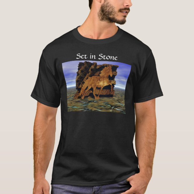 Isländsk häst Abstrakt uppsättning i sten T Shirt (Framsida)