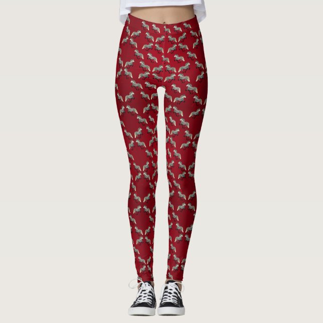 Isländsk häst Astra i rött Leggings (Framsida)