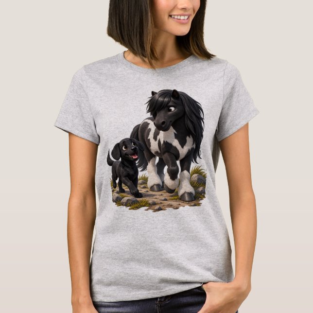 Isländsk häst och labrador bästa vänner t shirt (Framsida)