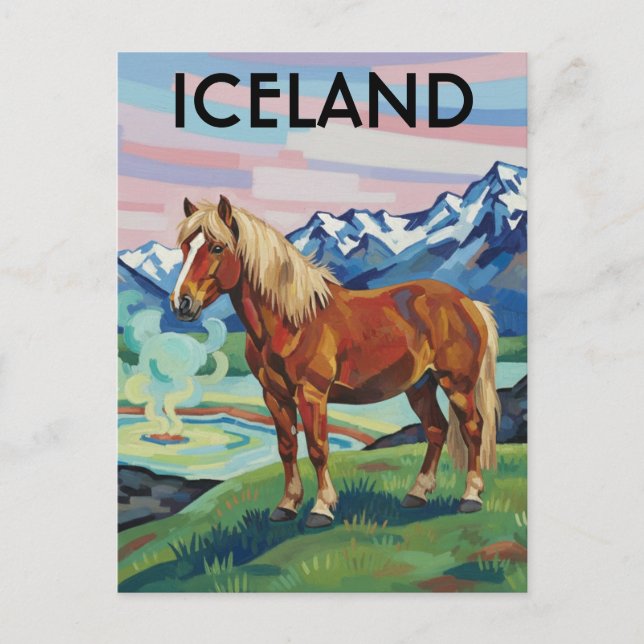 Isländsk häst på Island resa Vykort (Framsida)