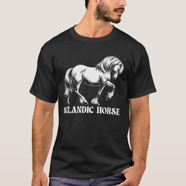 Isländsk Häst Tölt, Isländsk Häst T Shirt (Framsida)