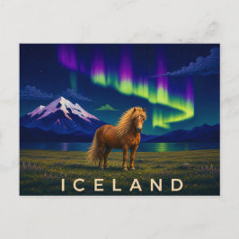Isländsk häst under Aurora | Ikoniska Island Vykort