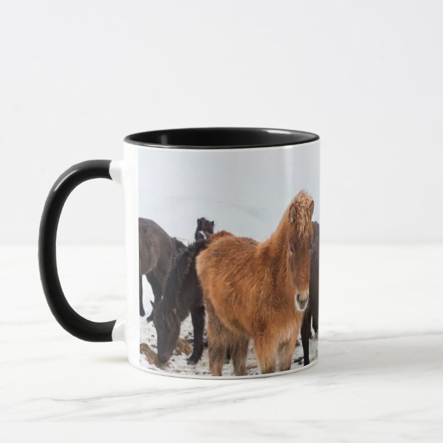 Isländsk häst under vintern på Island Mugg (Vänster)