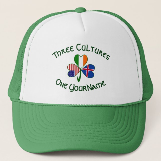 Isländsk irländsk amerikansk flagg Shamrock Person Keps (Framsida)