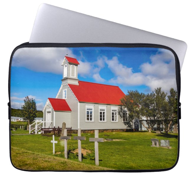 isländsk kyrka laptop fodral (Framsidan)