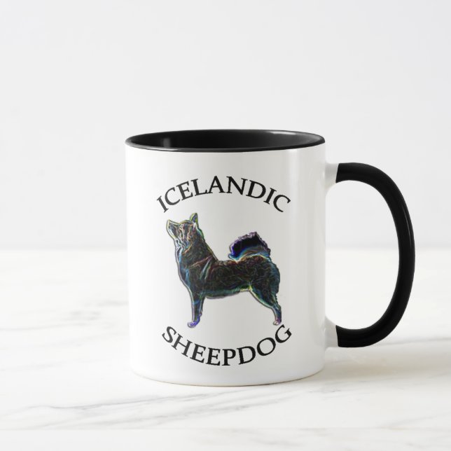 Isländsk Sheepdogägare 11oz. mugg. Stylized hund Mugg (Höger)