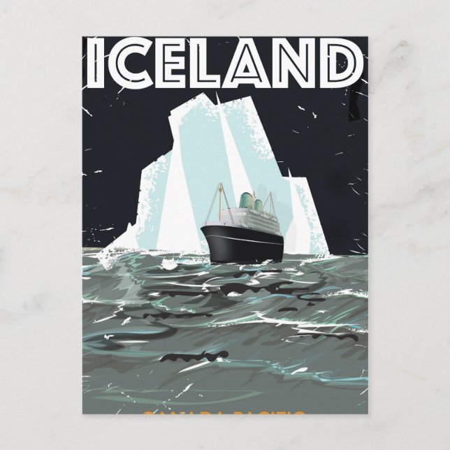 Isländsk Vintage-affisch Vykort (Framsida)
