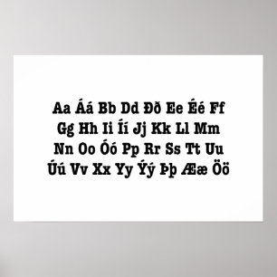 Isländska alfabetet [Íslenska Stafrófið] Poster