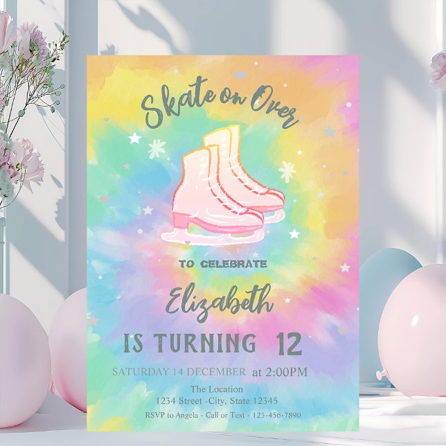 Isländska färgglada Tie Dye Födelsedag Inbjudningar (Skapare uppladdad)