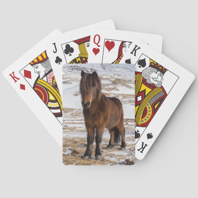 Isländska hästar på vintern spel kort (Baksidan)