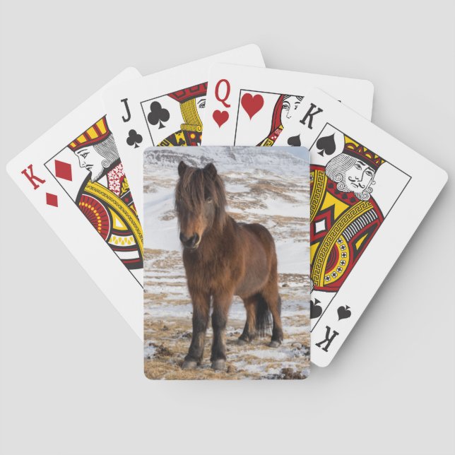 Isländska hästar på vintern spel kort (Baksidan)