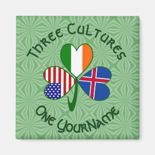 Isländska Irländska Amerikanska Flaggor Shamrock D Magnet