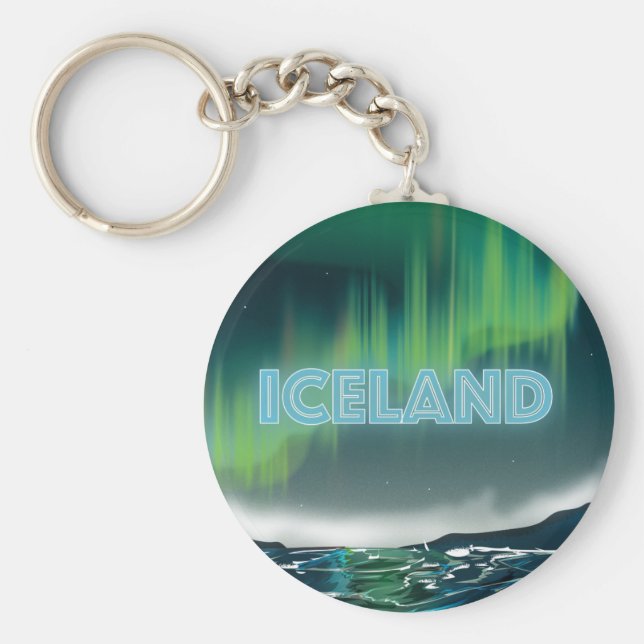 Isländska norra Ljus Travel Art Nyckelring (Framsidan)