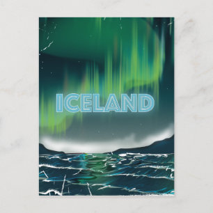 Isländska norra Ljus Travel Art Vykort