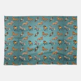 Isländskor i gåendeblått kökshandduk