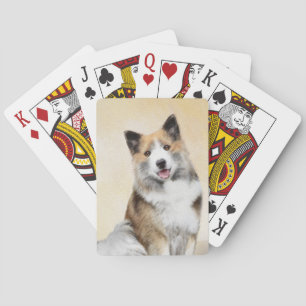Isländskt fårhundsmålning - Originalkonst av Hund Casinokort
