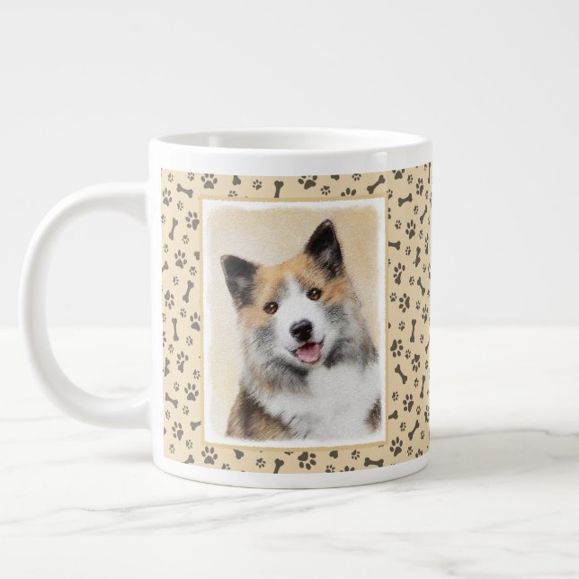 Isländskt fårhundsmålning - Originalkonst av Hund Jumbo Mugg (Vänster)