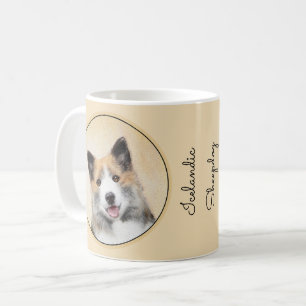 Isländskt fårhundsmålning - Originalkonst av Hund Kaffemugg
