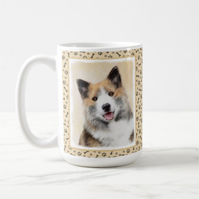 Isländskt fårhundsmålning - Originalkonst av Hund Kaffemugg (Vänster)