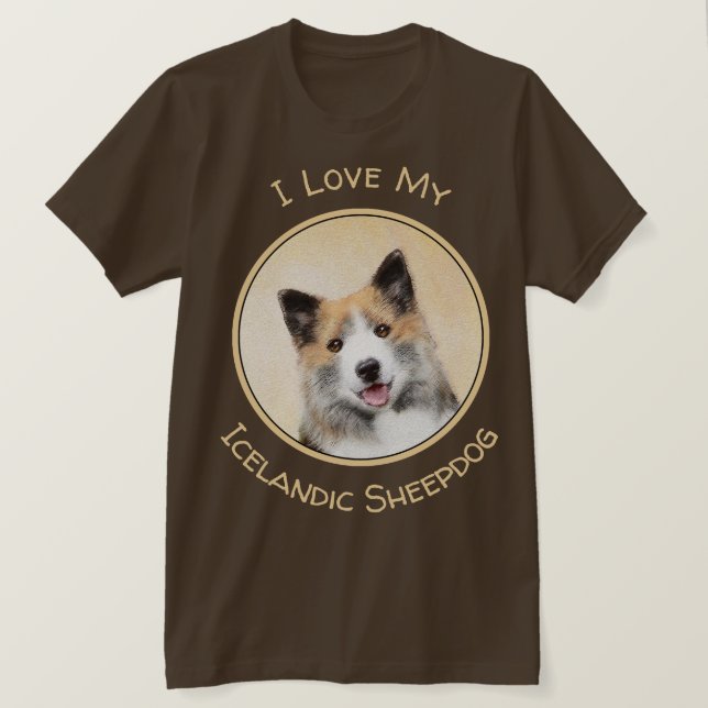 Isländskt fårhundsmålning - Originalkonst av Hund T Shirt (Design framsida)